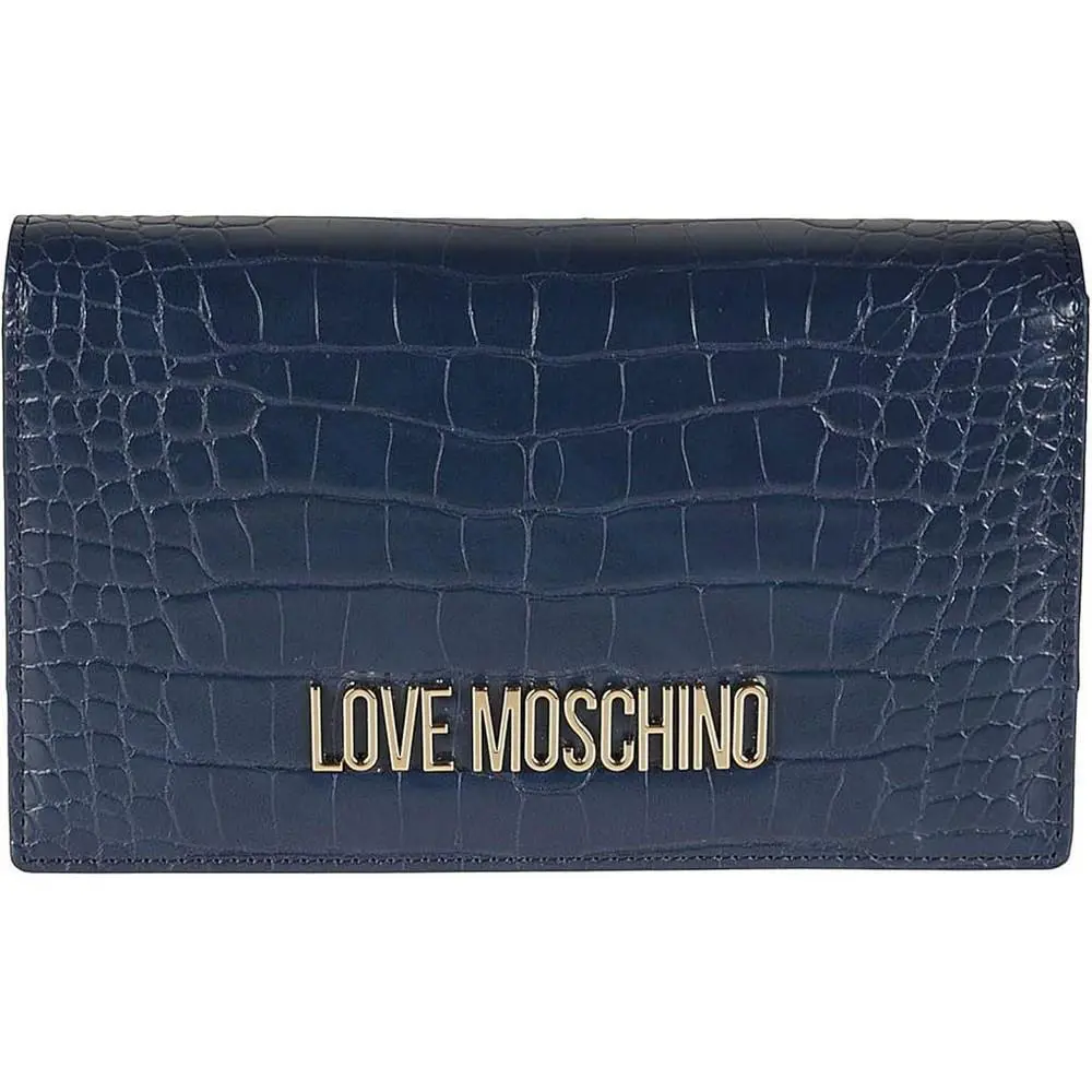 Love Moschino Women`s Handbag Bag Borsa PU St.croco Denim JC4098PP1FLF0707 - Exterior: Denim