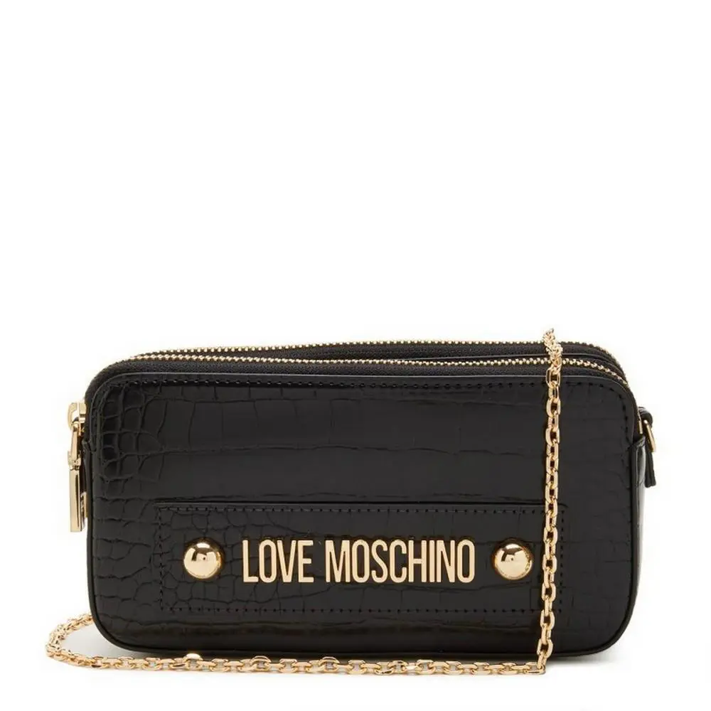 Women`s Handbag Ladies Bag Portafoglio Big Logo Croco Slg PU Nero JC5707PP0FKS by Moschino