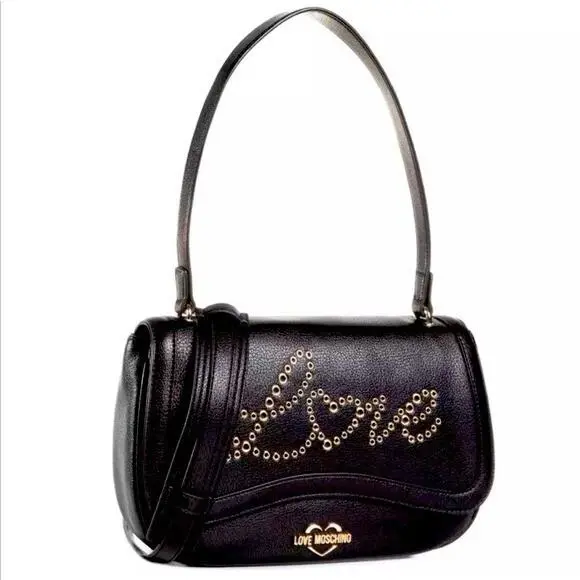 Love Moschino Women’s Love Eyelet-embellished Black Crossbody Medium Bag