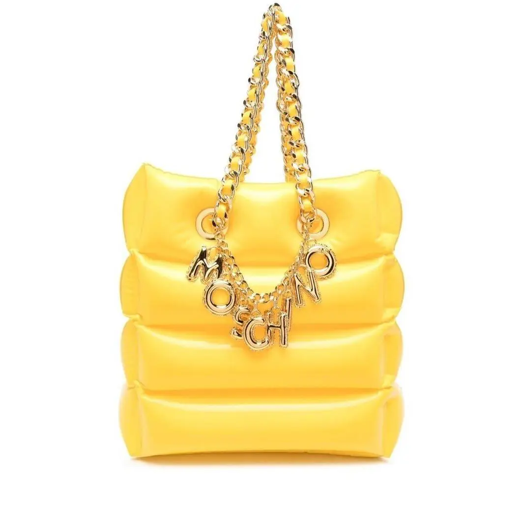 SS23 Moschino Yellow Inflatable Pool Float Pvc Tote Bag Logo Charm Cha