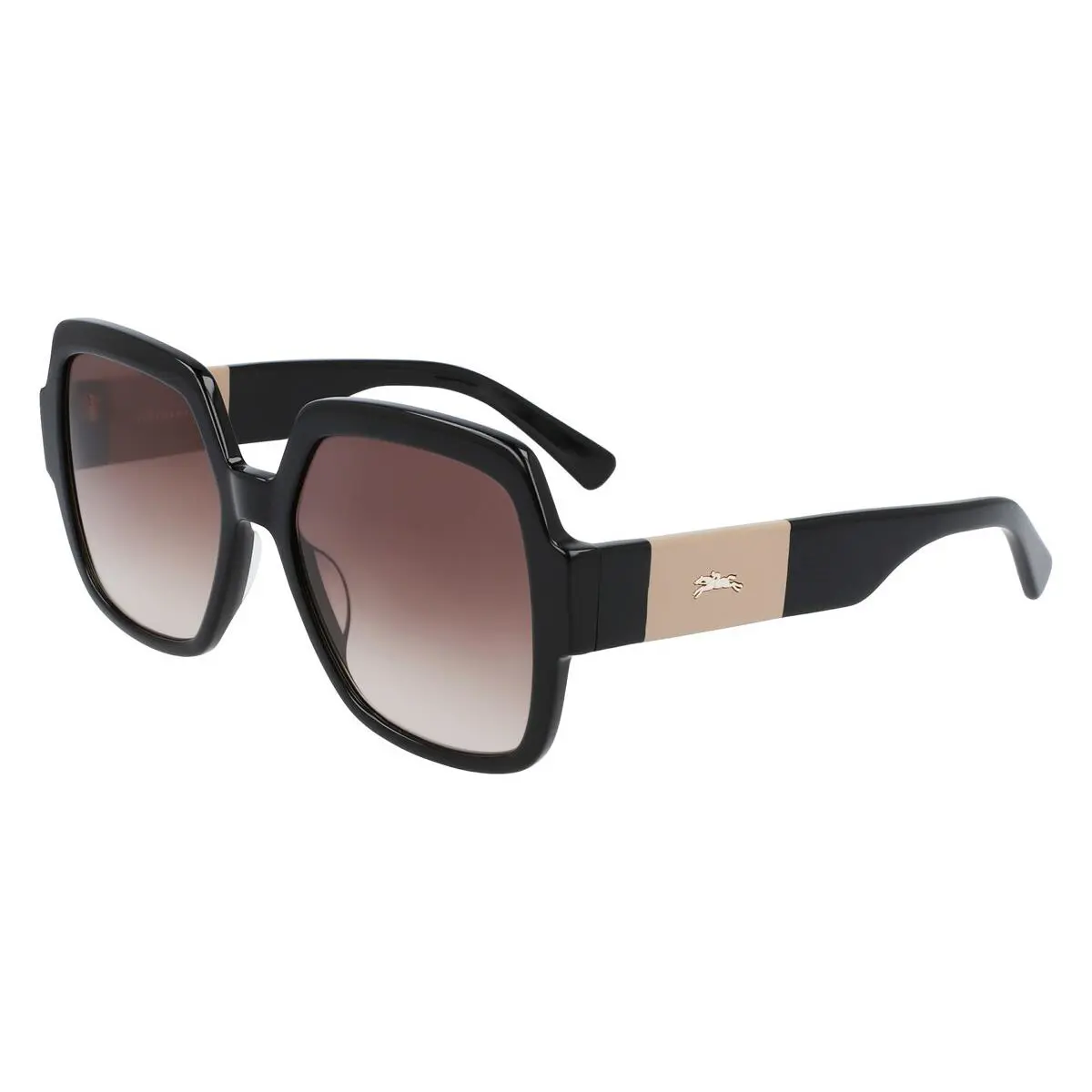 LO 672S 001 Black Sunglasses with Brown Gradient Lenses by Longchamp