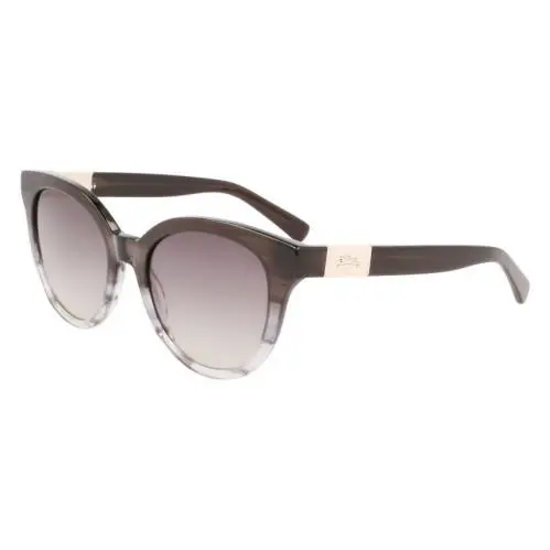 Longchamp LO-697S 012 Striped Black Gradient Sunglasses with Grey Lenses - Striped Black, Frame: Black, Lens: Gray