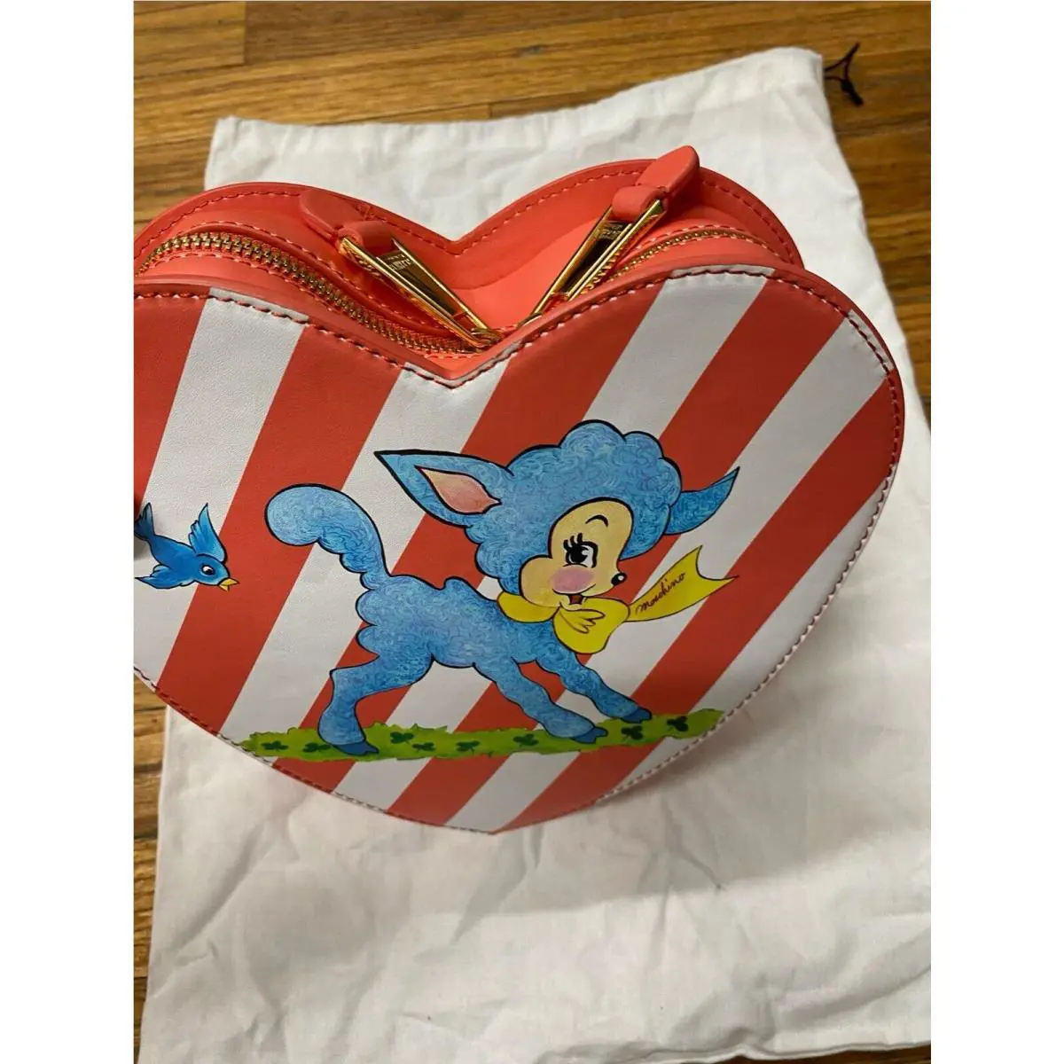 SS22 Moschino Couture Jeremy Scott Child`s Fantasy Heart Bambi Crossbody Bag
