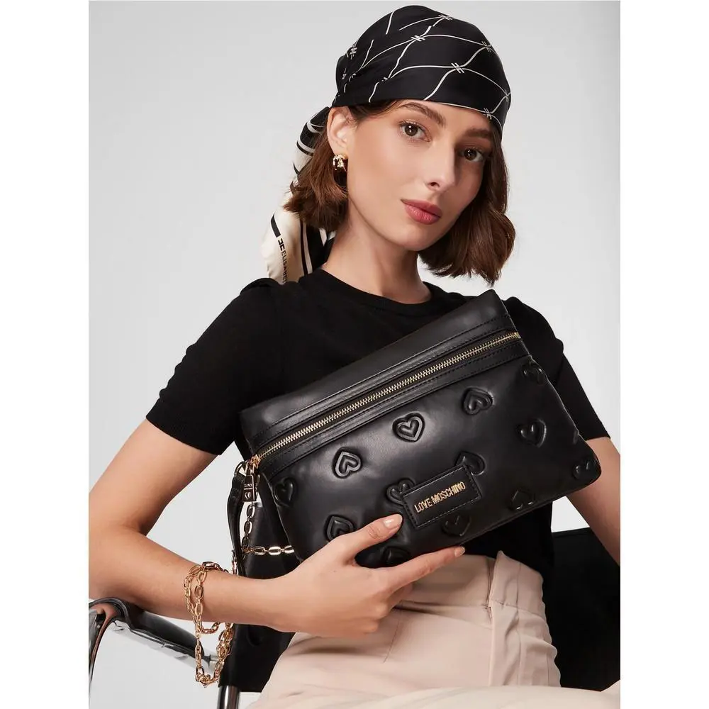 Love Moschino Women`s Handbag Bag Borsa PU Embossed Nero JC4040PP1FLD