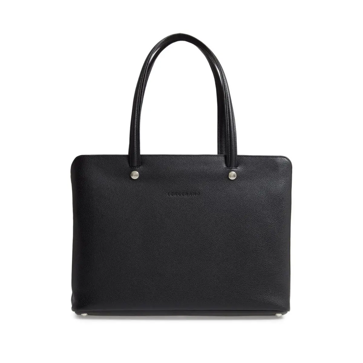 Longchamp Le Foulonne Large Leather Shoulder Tote Black