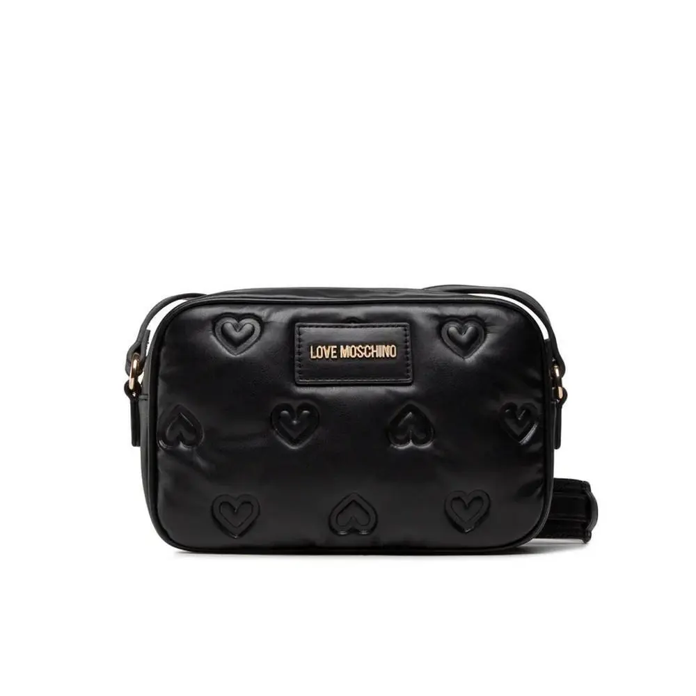Love Moschino Women`s Handbag Bag Borsa PU Embossed Nero JC4041PP1FLD