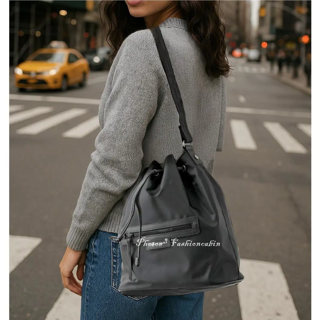 Longchamp Neo Bucket Recycled Polyamide Canvas Bag Grey