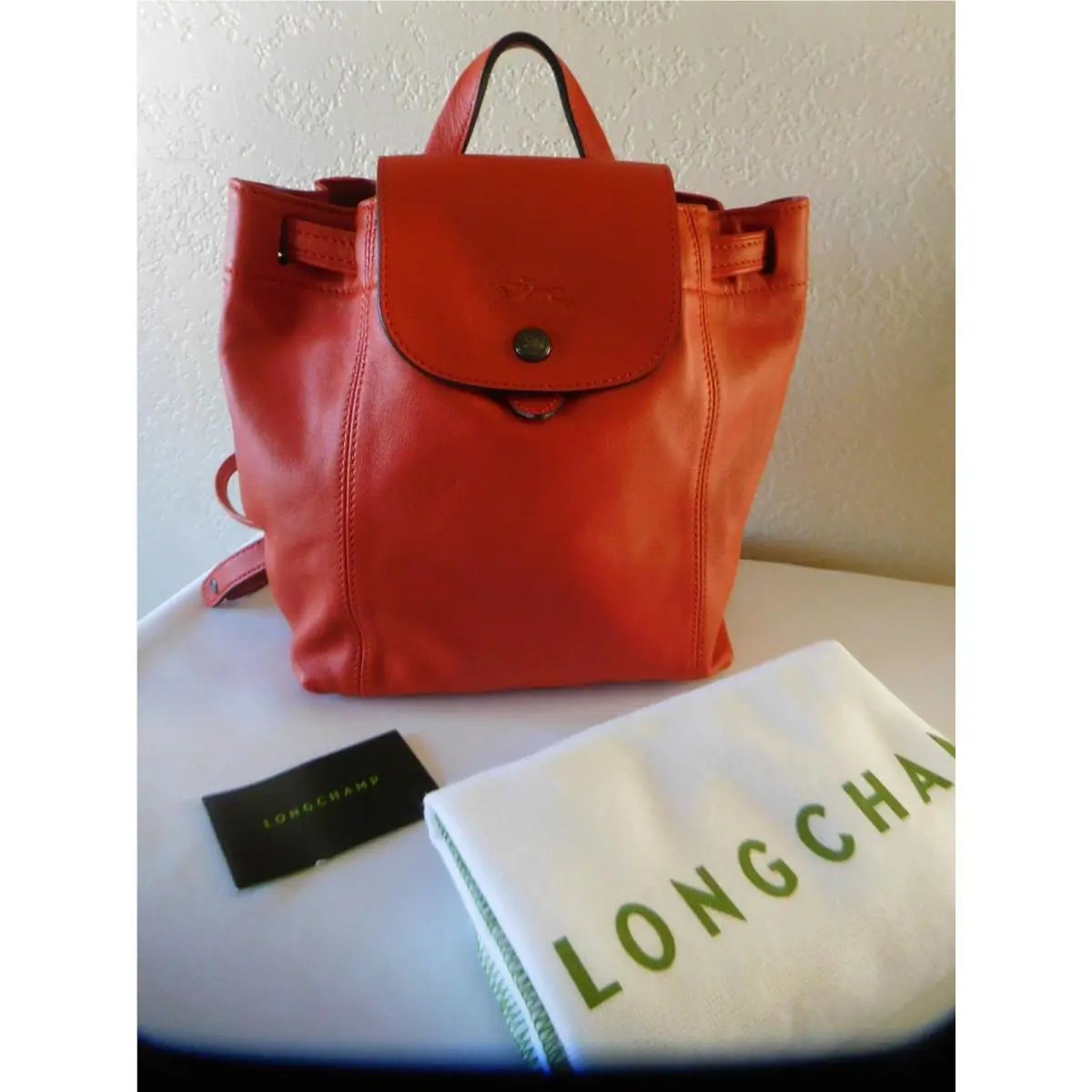 Longchamp Le Pliage Cuir Leather XS Backpack Rust Color