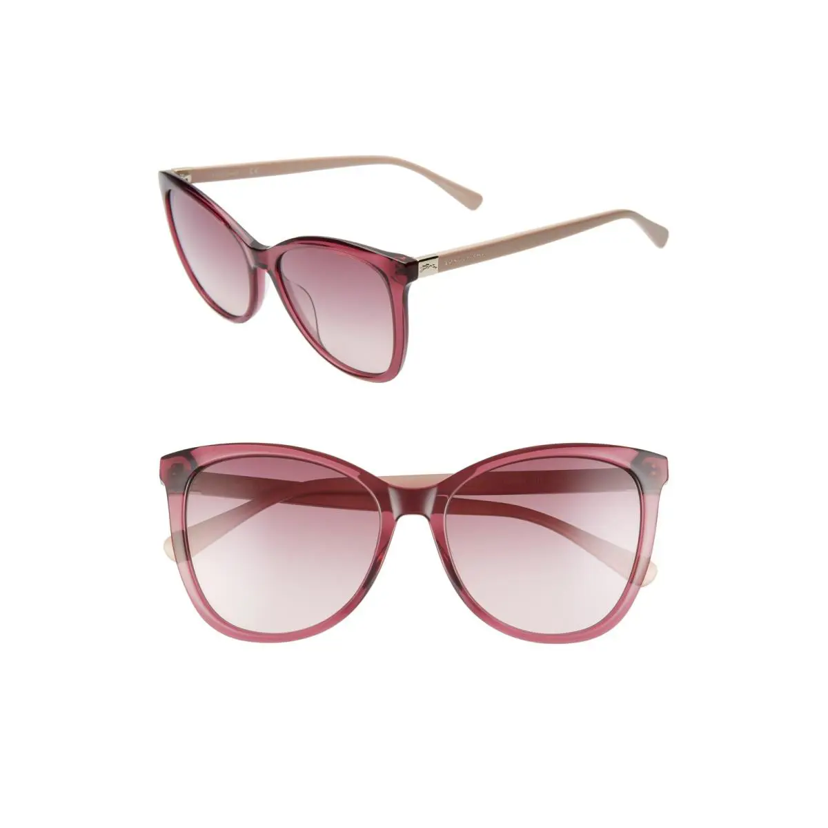 Longchamp LO648S 515 Crystal Purple Sunglasses with Rose Gradient Lenses