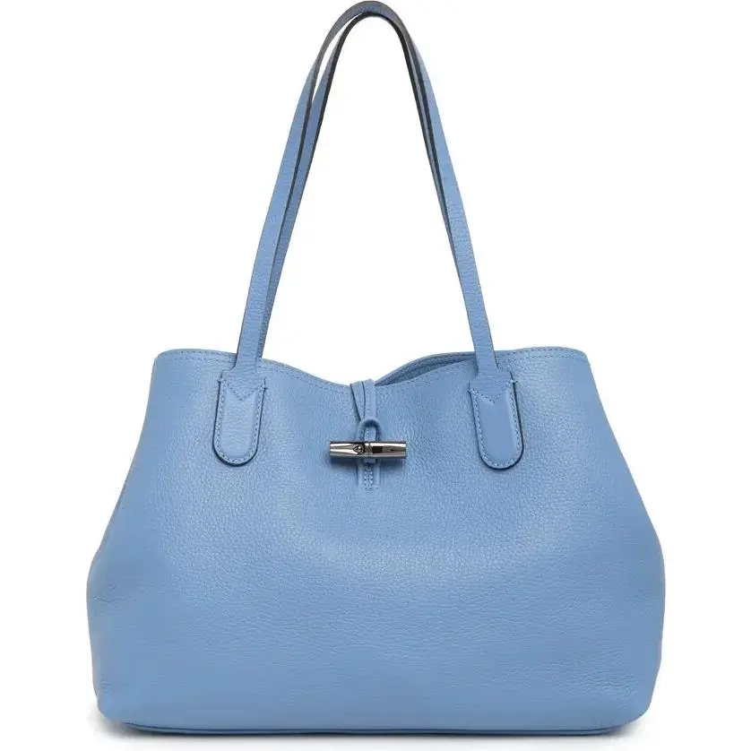 Longchamp Roseau Essential Medium Leather Tote Blue Mist 2686968