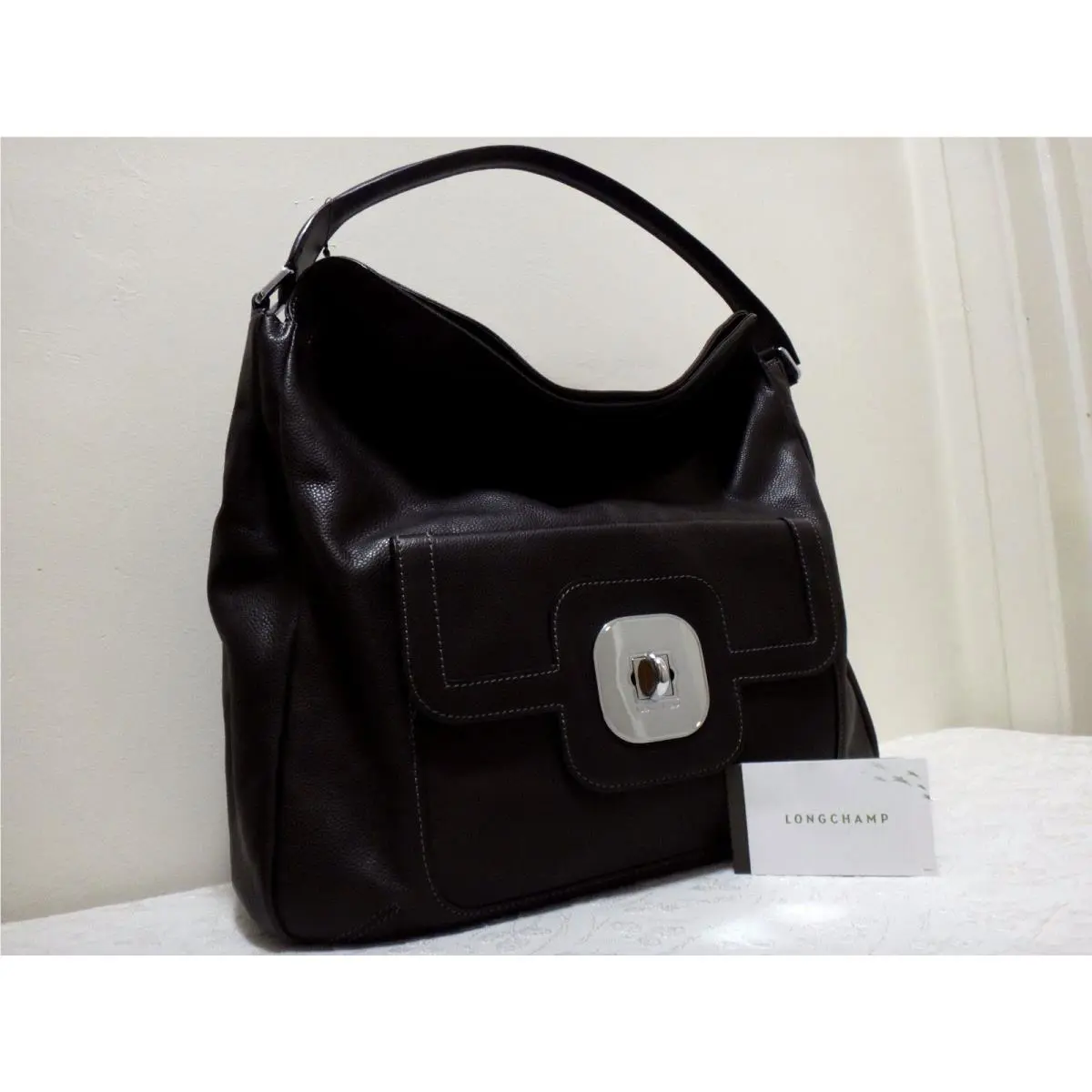 Longchamp Leather Hobo Moka