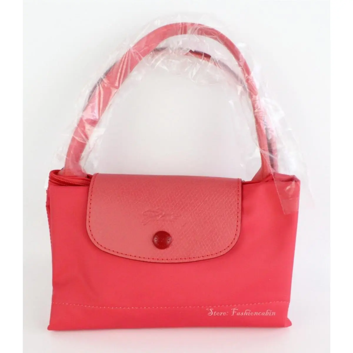 Longchamp Medium Le Pliage Club Leather Trim Tote Pomegrante