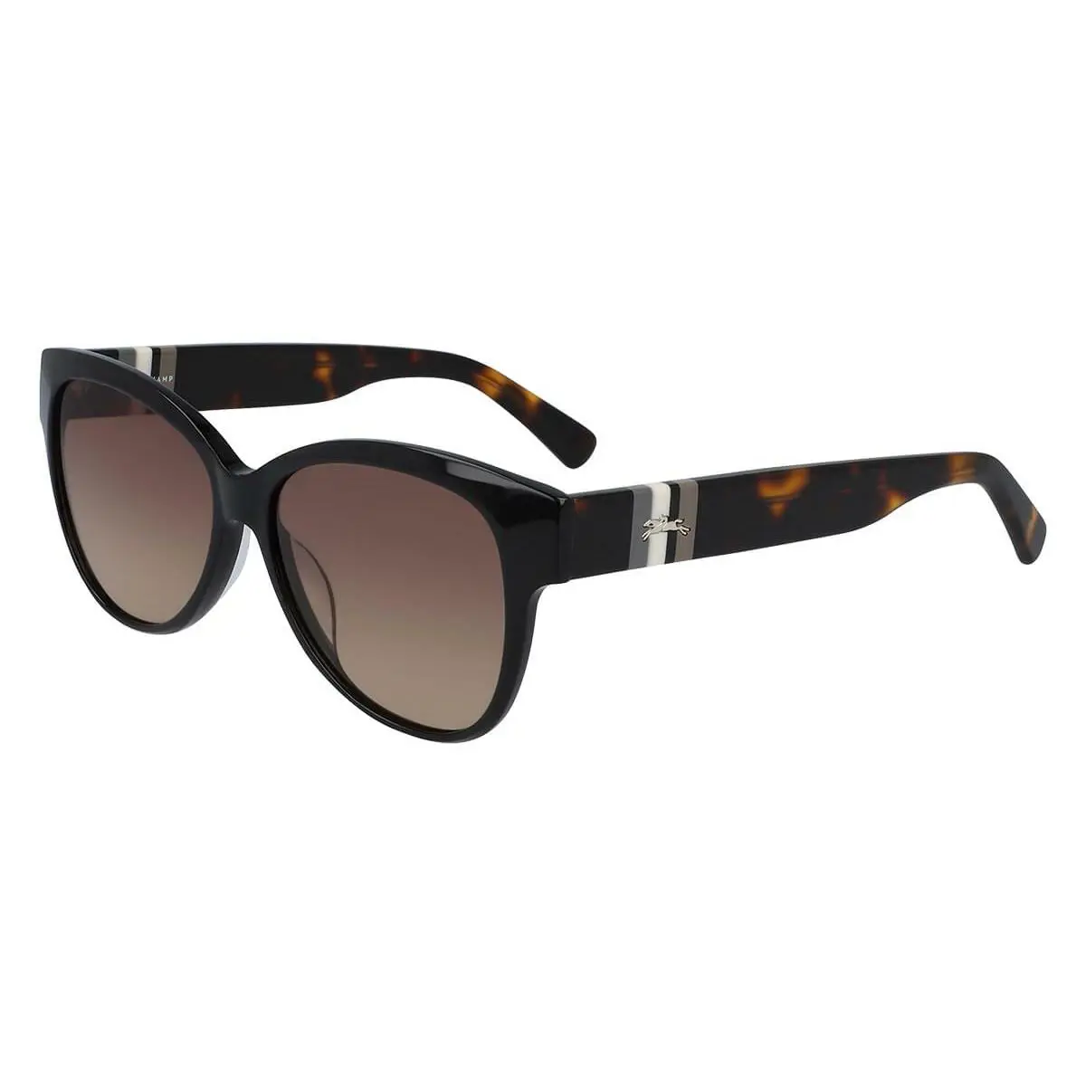 LO635S 010 Black Havana Sunglasses 56mm with Browns Lens Case by Longchamp