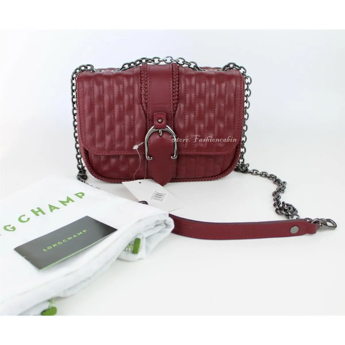 Longchamp Leather Crossbody Bag Burgundy