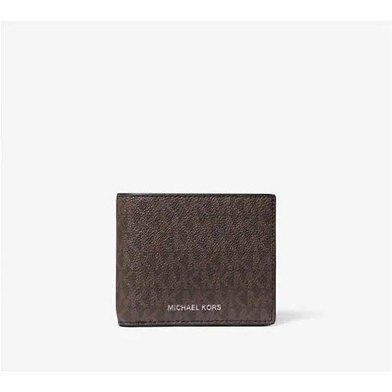 Michael Kors Men`s Cooper Logo Billfold Wallet with Passcase MK Brown/black