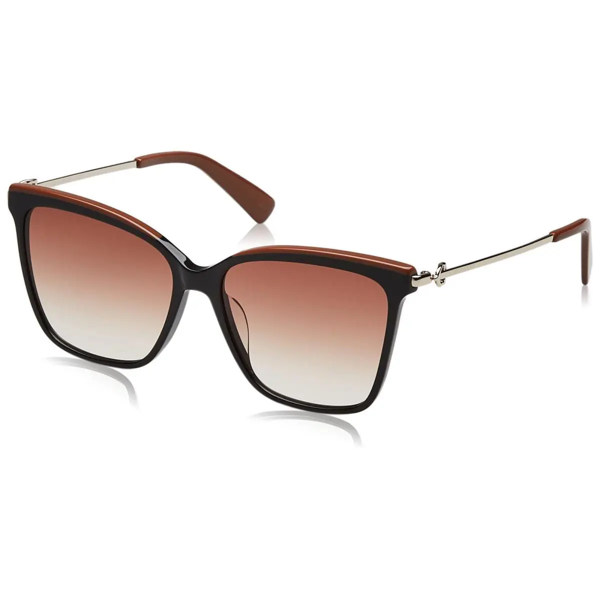 Longchamp LO 683S 001 Black Brown Sunglasses with Brown Gradient Lenses - Black, Frame: Black & Brown, Lens: Brown