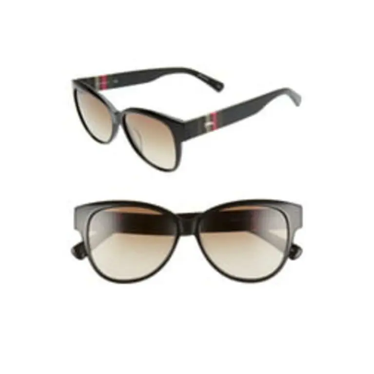 Longchamp LO635S 001 Black Sunglasses 56mm with Grey Lenses Case - Black, Frame: Black, Lens: Grey