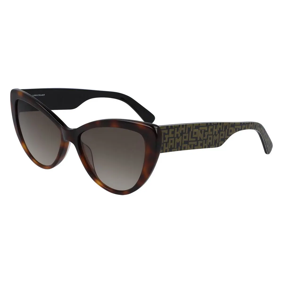LO663S 215 Havana Sunglasses with Green Lenses  Case by Longchamp