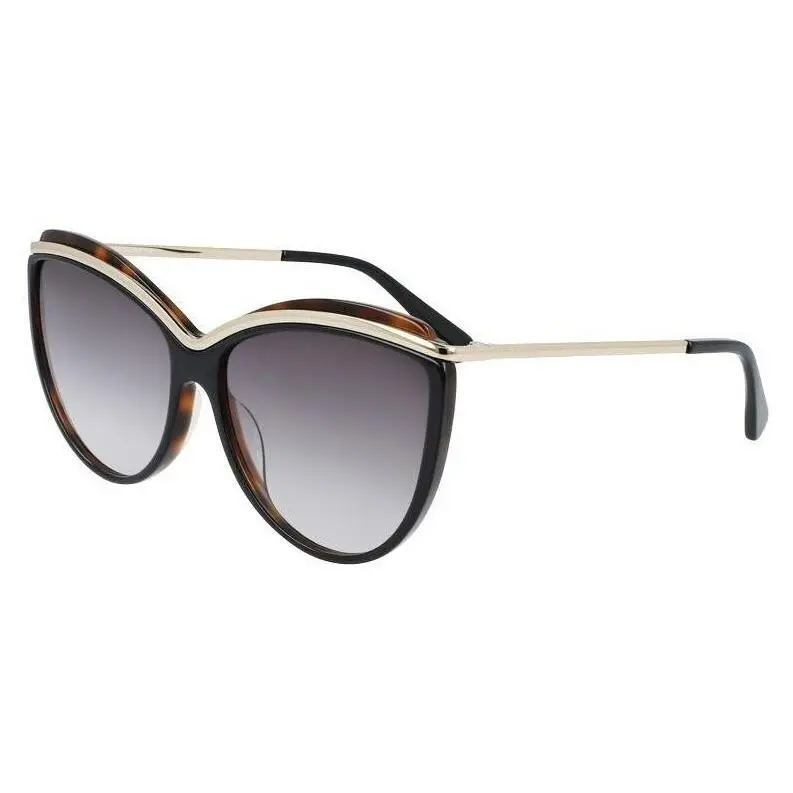 LO676S 010 60mm Black Havana Grey Gradient Women`s Big Sunglasses by Longchamp