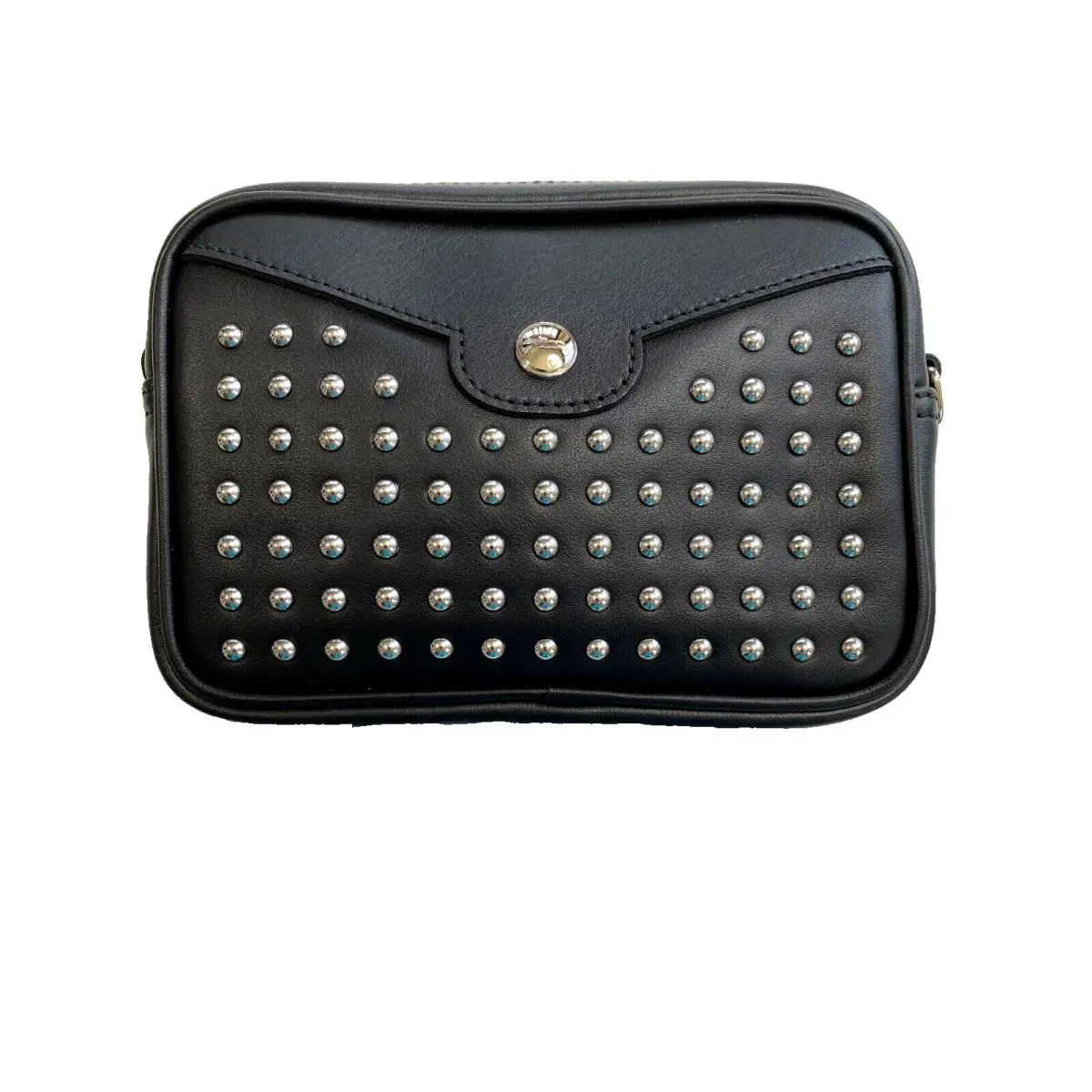 Longchamp Mademoiselle Rock Studded Leather Crossbody Camera Bag Black