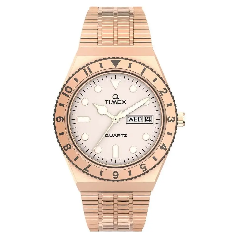 Q Women`s 36mm Watch – Rose Gold-tone Case Cream Dial with Rose Gold-tone by Timex