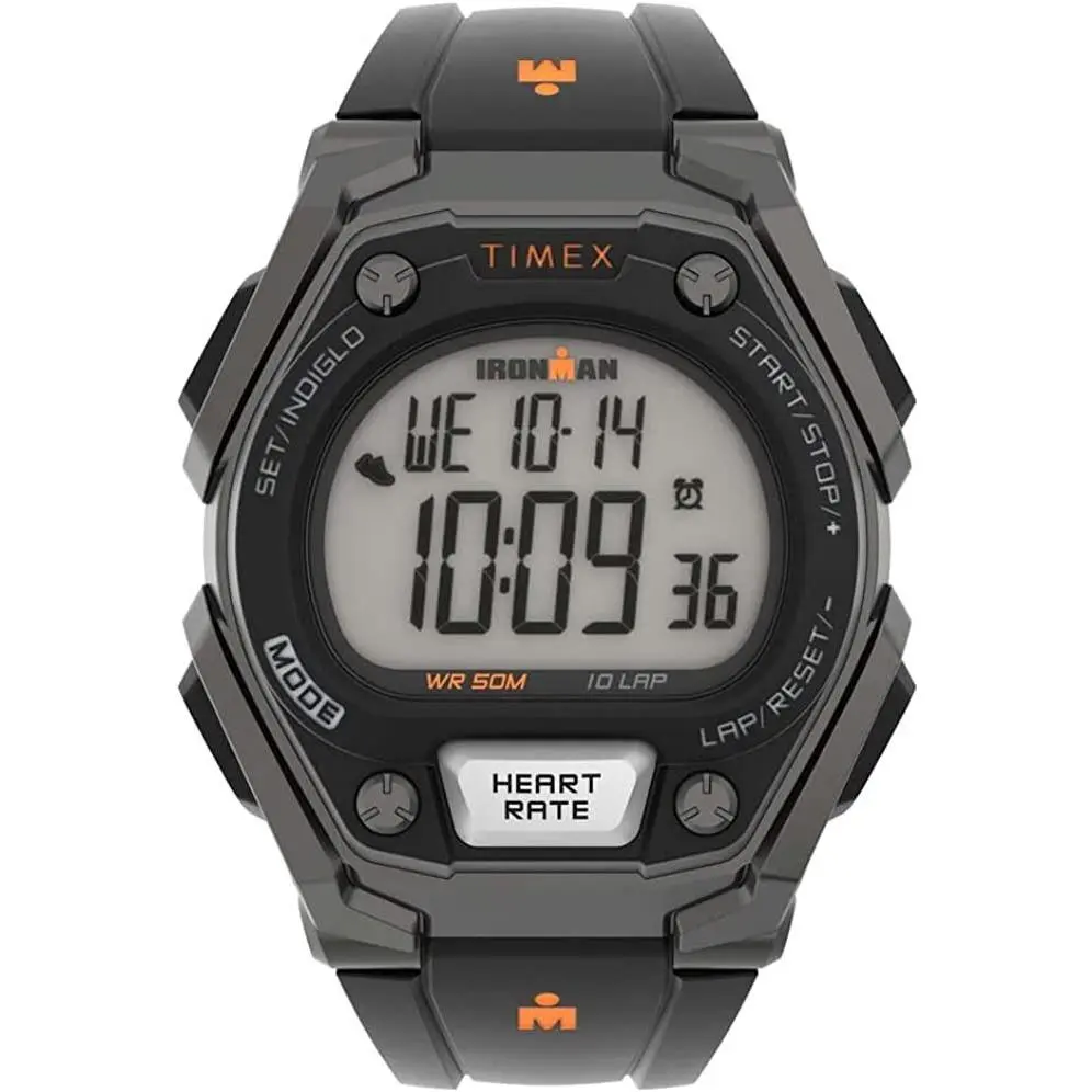 Timex Ironman Men`s Classic Digital Display Black Resin Strap Watch TW5M49400 - Black, Dial: Gray, Band: Black