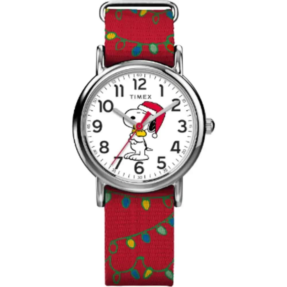 Timex TW2Y39500 Peanuts-snoopy Weekender Red Slip Thru Fabric Watch
