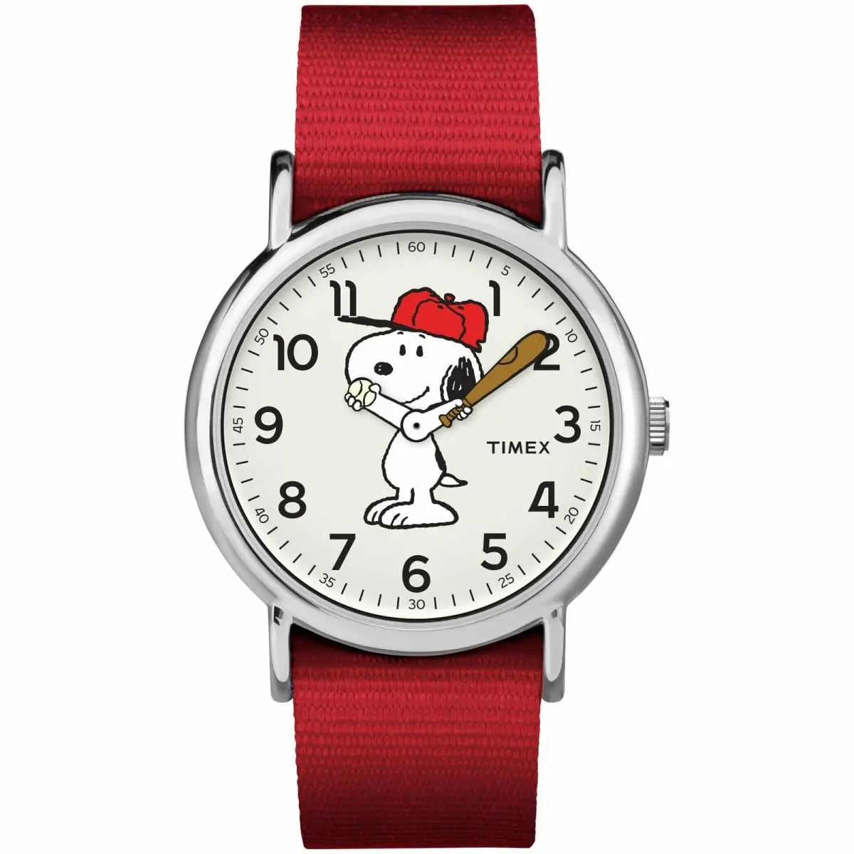 Timex TW2R41400 Peanuts-snoopy Weekender Red Slip Thru Fabric Watch