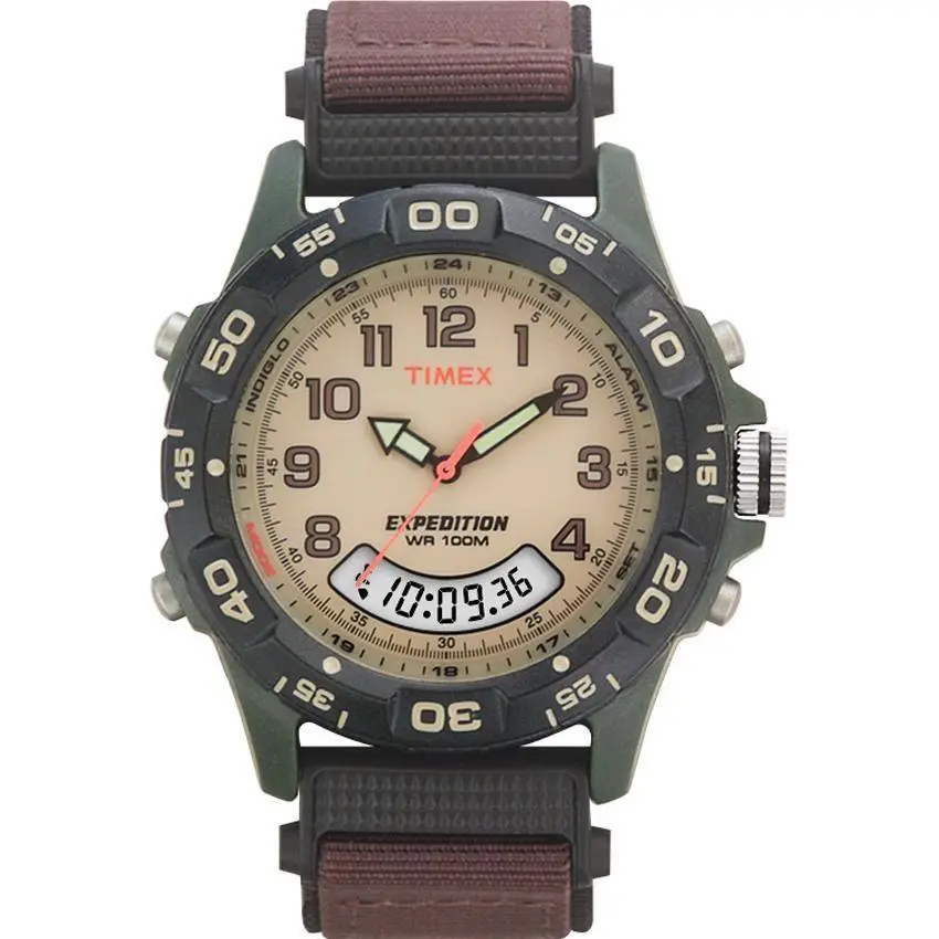 T45181 Men`s Expedition Combo Brown Watch Indiglo Chronograph by Timex