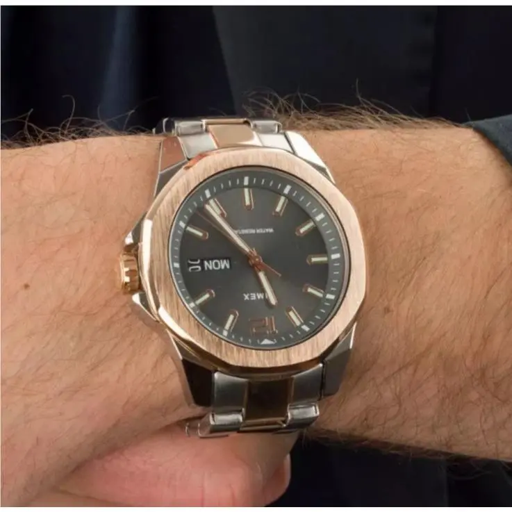 Men`s Watch Essex Avenue Quartz Grey Dial Two Tone Bracelet TW2V43100 by Timex