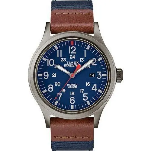 Timex Men`s Expedition Scout 40mm Watch - Dial: White, Blue, Band: Blue, Bezel: Silver
