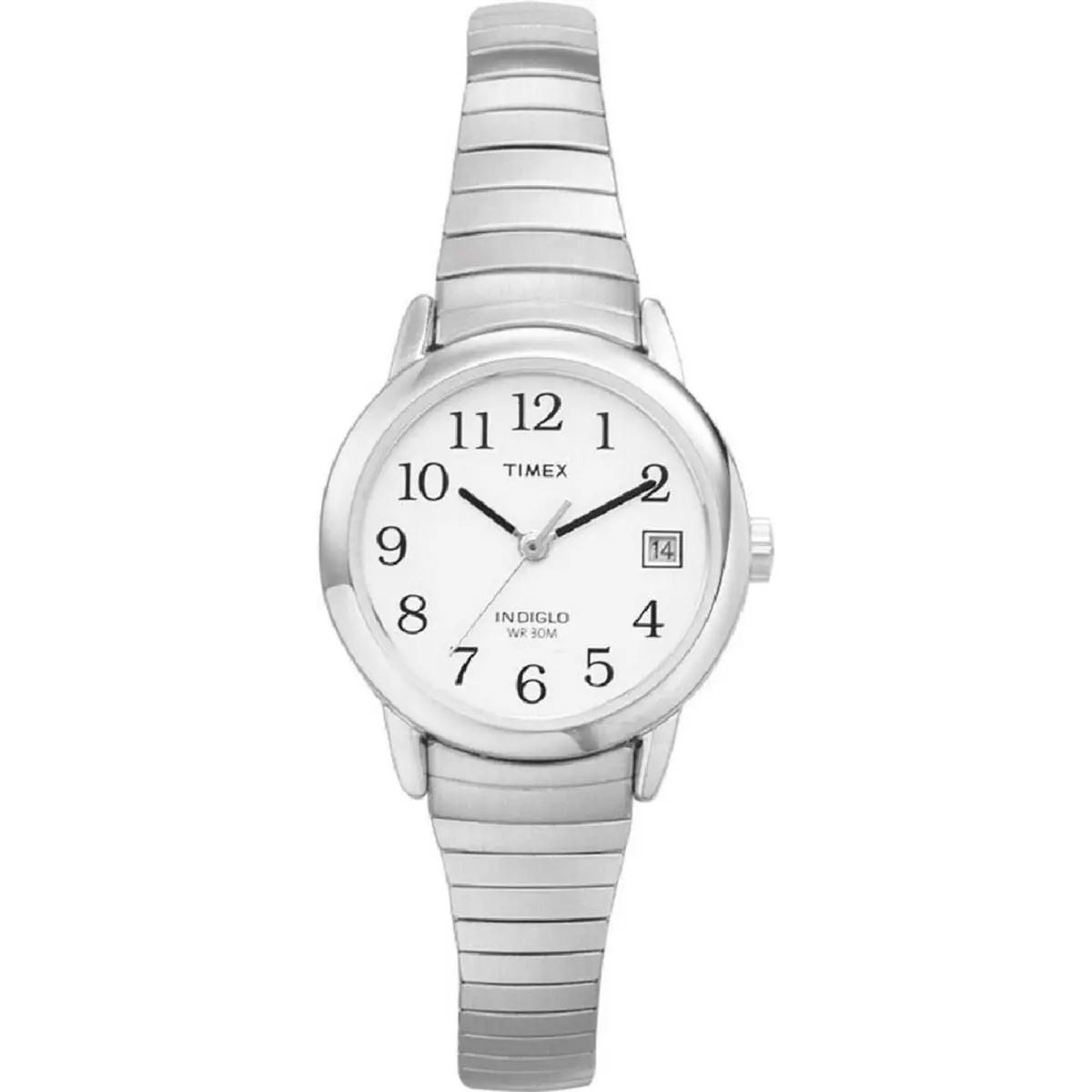 Timex T2H371 Women`s Easy Reader Classic 25mm Steel Band Watch - Silver, Dial: White, Band: Silver