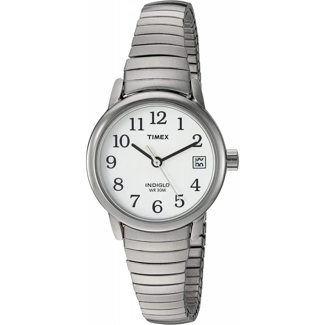 Timex Women`s Easy Reader 25mm Date Watch Silver-tone/white - Dial: White, Band: Silver, Bezel: Silver