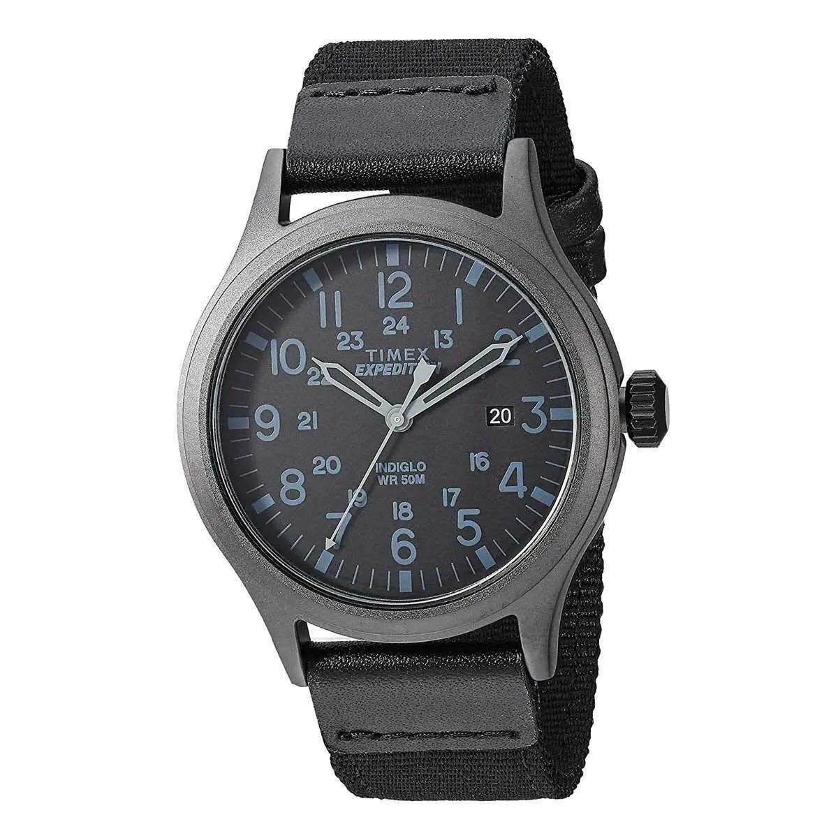 Timex TW4B14200 Men`s Expedition Black Fabric Watch Scout Indiglo Date - Band: Black