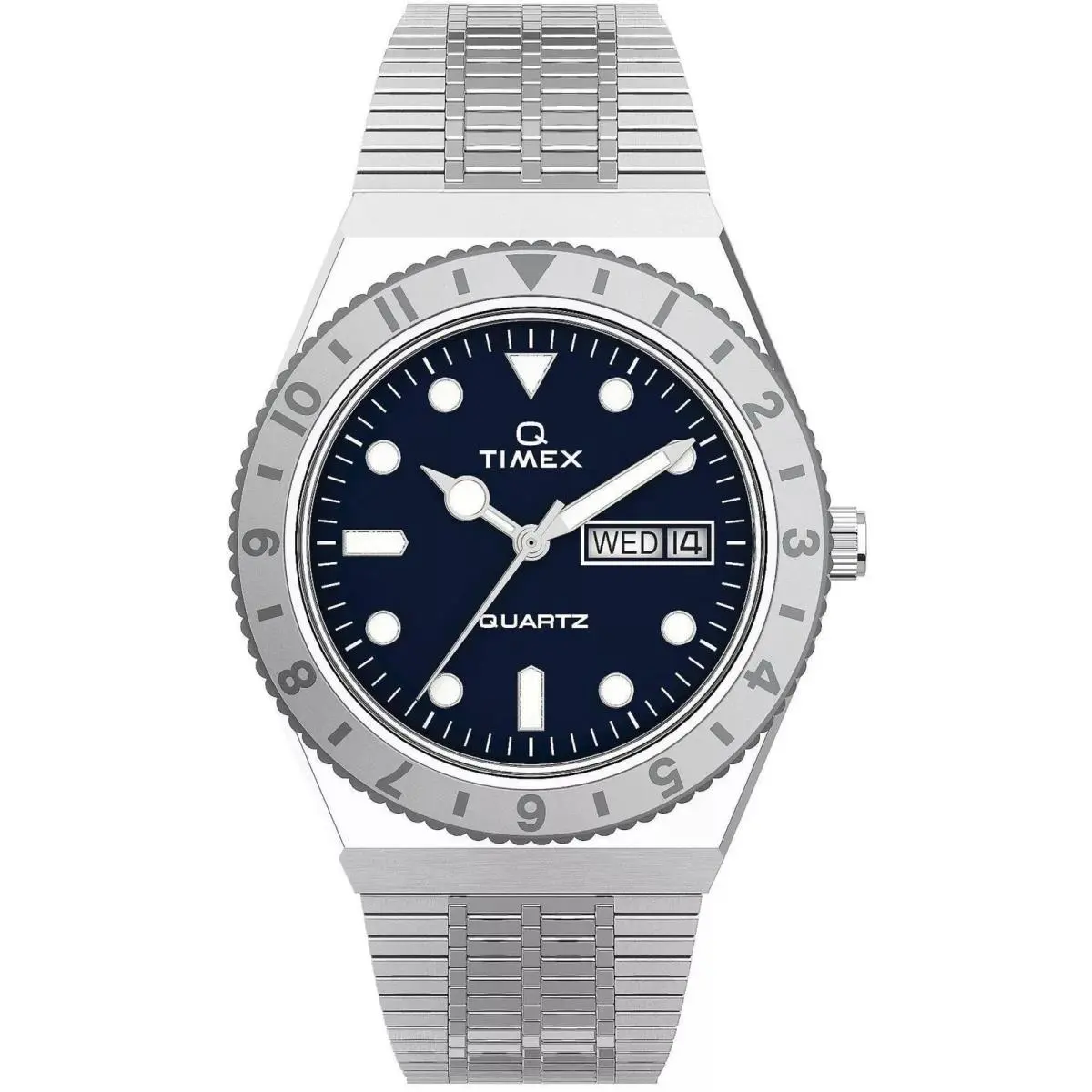 Women`s Watch Q Quartz Blue Dial Stainless Steel Bracelet TW2U95500 by Timex
