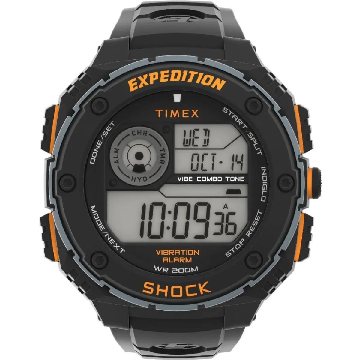 Timex TW4B24200 Men`s Expedition Rugged Digital 50mm Resin Strap Watch - Gray, Dial: Black, Band: Black