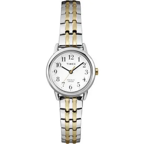 Timex T2P298 Women`s 2-Tone Expansion Band Watch Indiglo 25MM Case