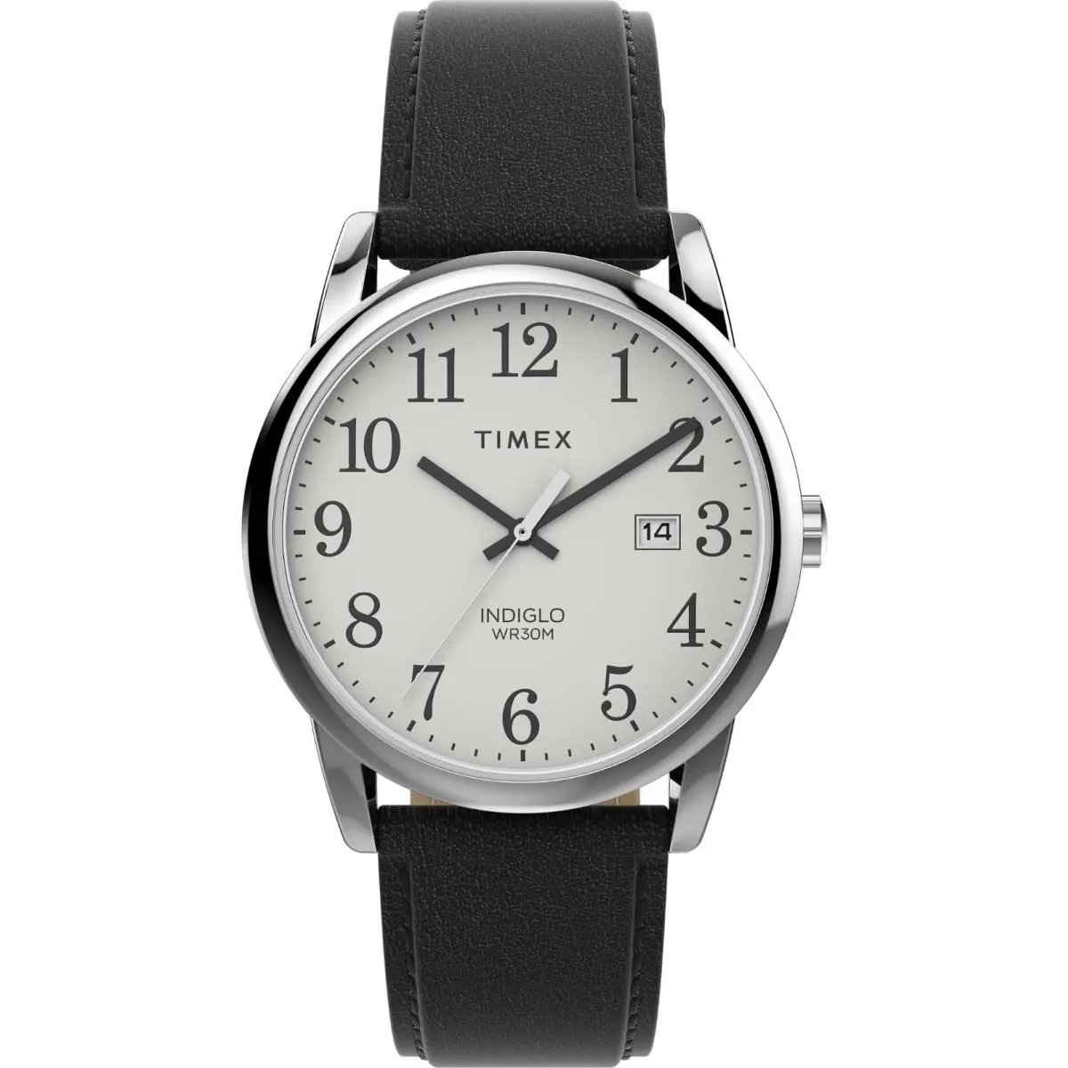 TW2V68800 Men`s Easy Reader White Dial Black Adjustable Leather Watch by Timex