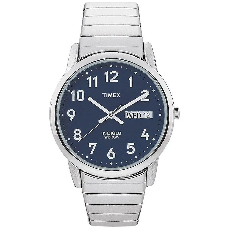 Timex T20031 Easy Reader Men`s Silvertone Expansion Indiglo Day/date