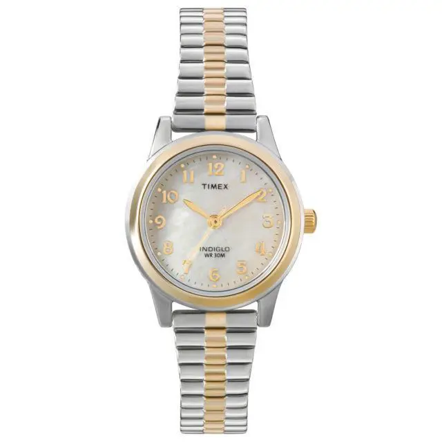 Timex T2M828 Women`s 2-Tone Expansion Watch Indiglo Mother of Pearl Dial