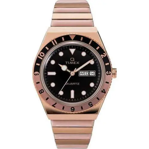 Timex Q Reissue Rose Gold Black Women`s Watch TW2U81400 - Dial: Black, Band: Rose Gold
