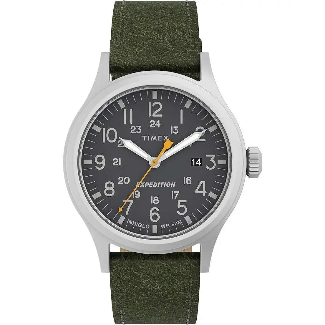 Expedition Scout TW4B22900 40mm Men`s Green Leather Strap Black Dial by Timex