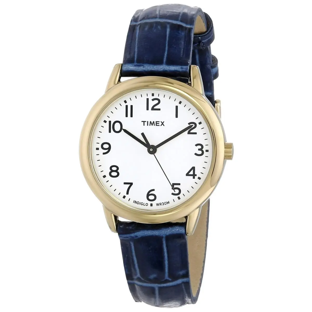 T2N954 Women`s Elevated Reader Quartz Gold Case Blue Leather Watch by Timex