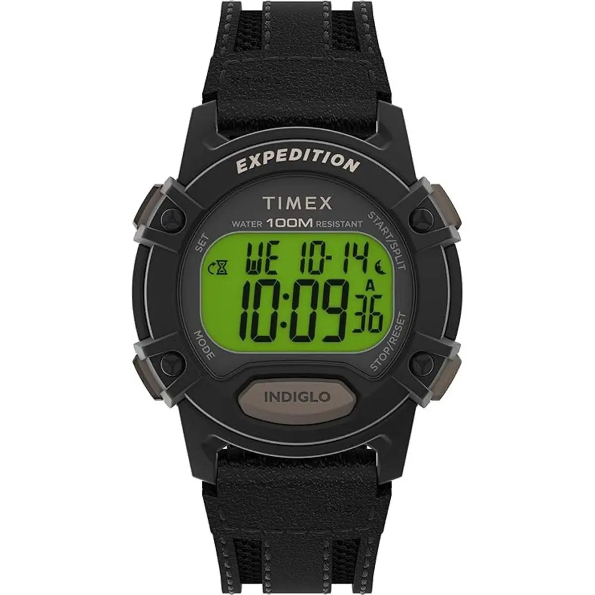Timex Men`s Watch Expedition Quartz Digital Dial Black Leather Strap TW4B25200 - Dial: Grey, Band: Black
