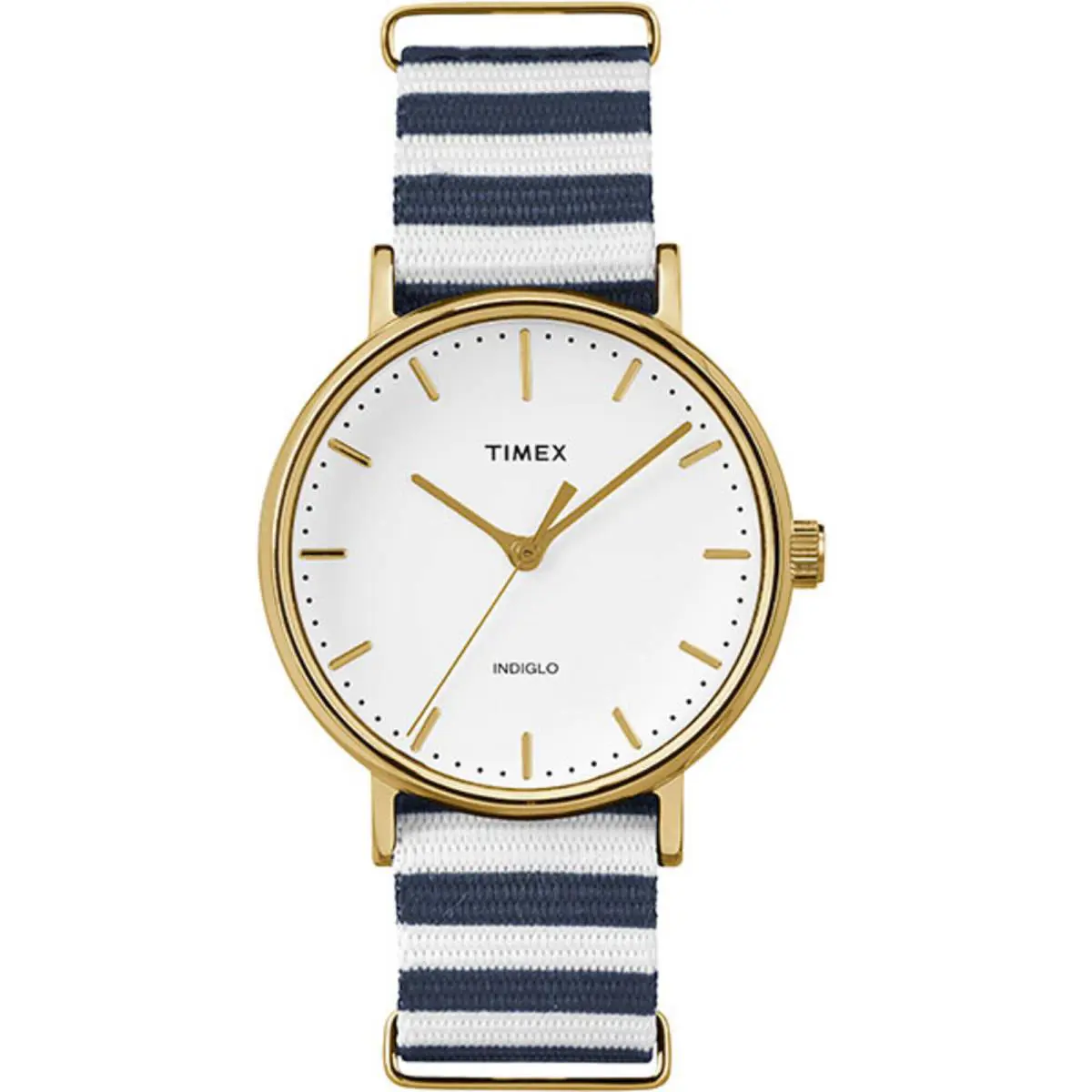 Timex Women`s Watch Weekender Fairfield Blue and White Nylon Strap TW2P91900 - Dial: White, Band: Blue, White