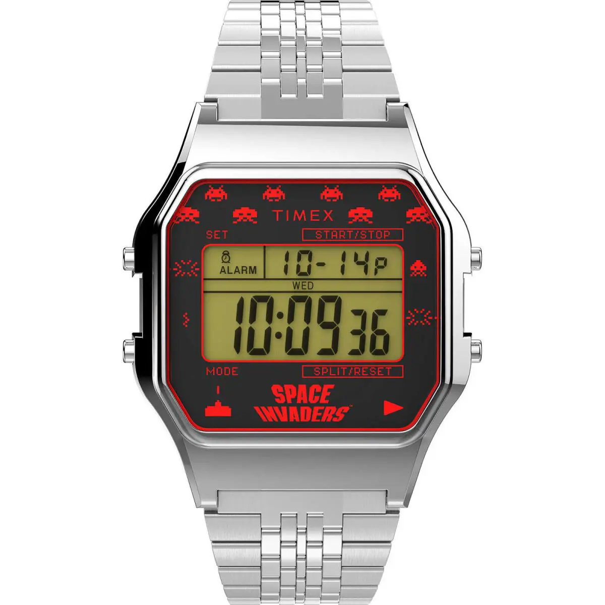 80 TW2V30000 Space Invaders Unisex Digital Chronograph Watch Silver-tone by Timex