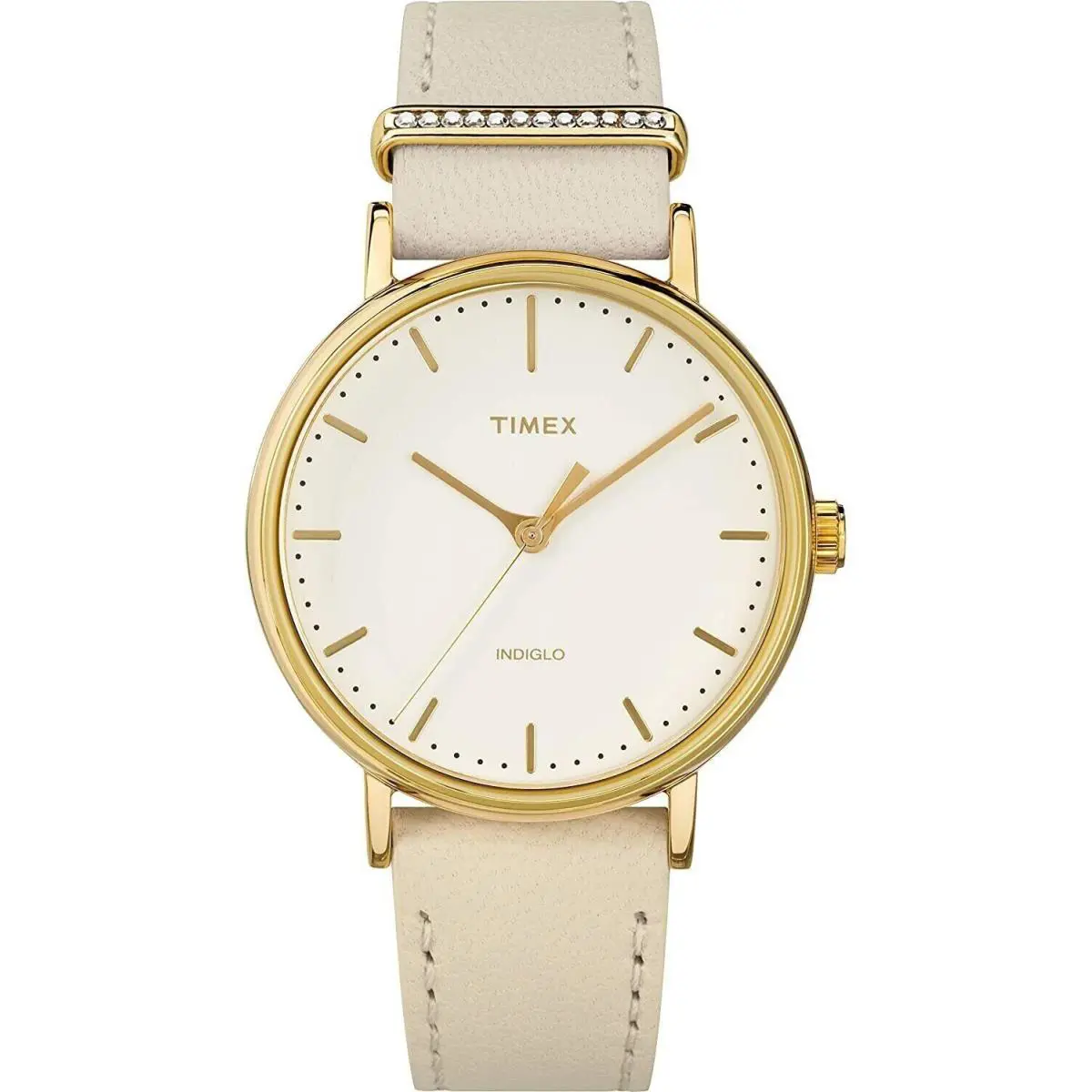 Msrp/ Timex Ladies Fairfield with Crystal Accent Ivory Leather Watch