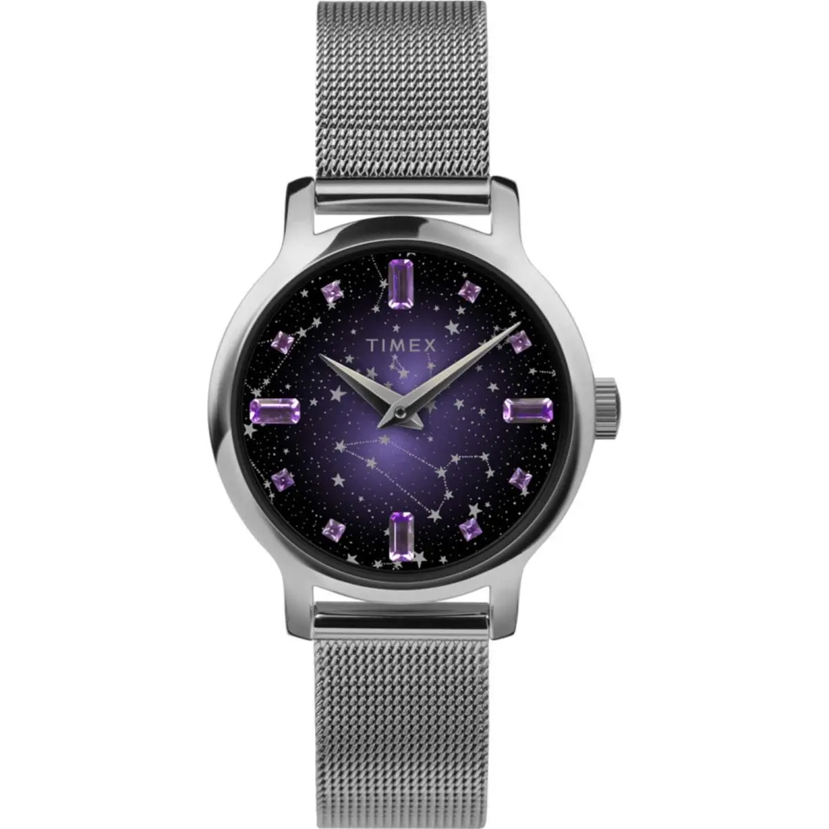 Timex Women`s Watch Transcend Celestial Purple Dial Mesh Bracelet TW2V52000 - Dial: Purple, Band: Silver