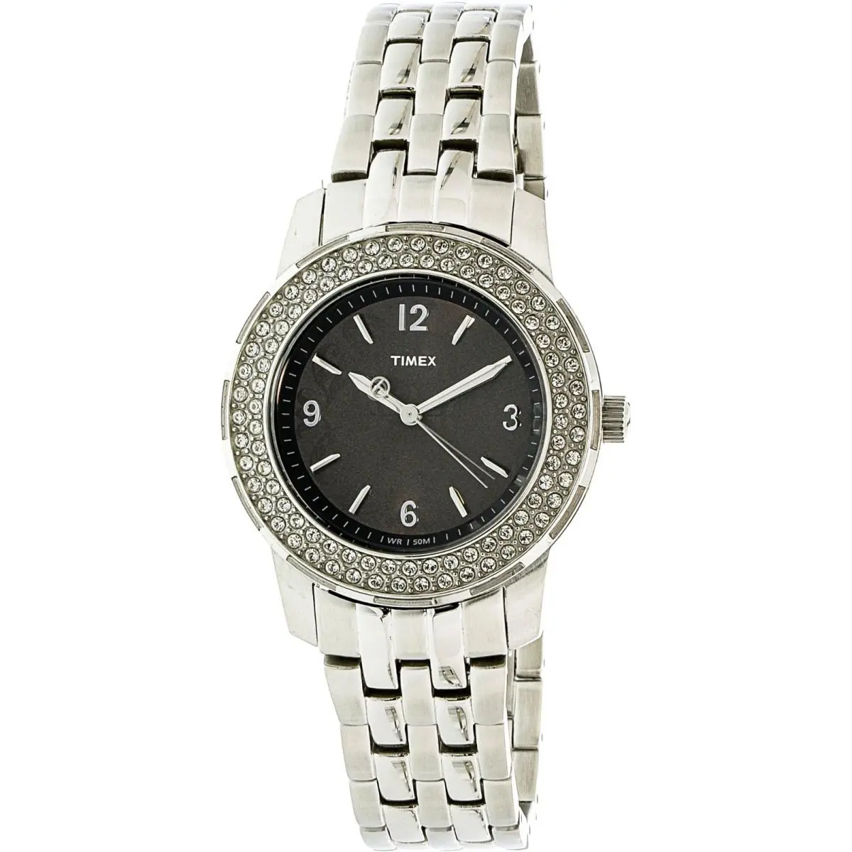 Timex T2P397 Women`s Starlight Collection Crystal Black Floral Dial Quartz Watch
