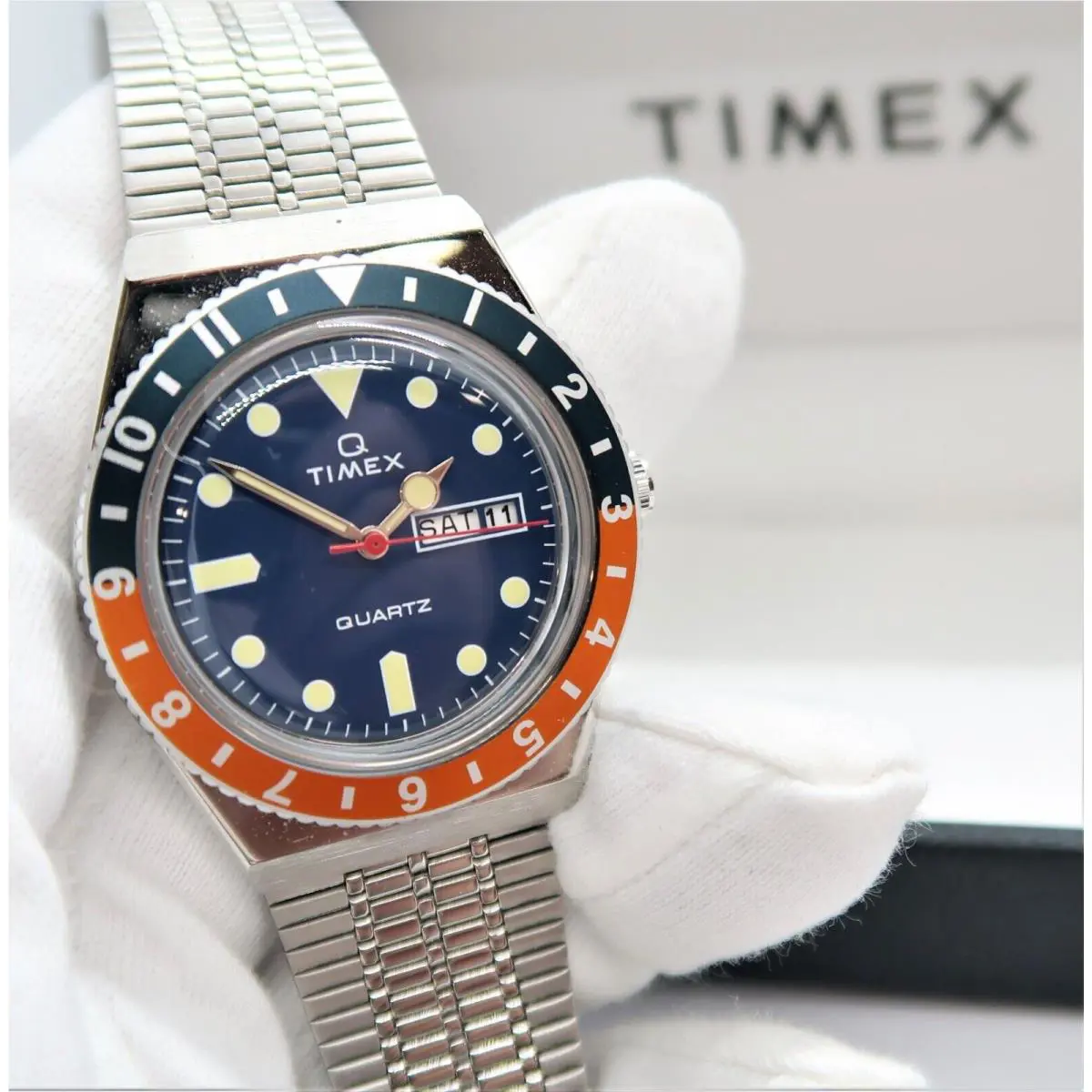 Q Reissue 38mm Stainless Steel Quartz Blue Dial TW2U61100 Mens Watch R1916 by Timex